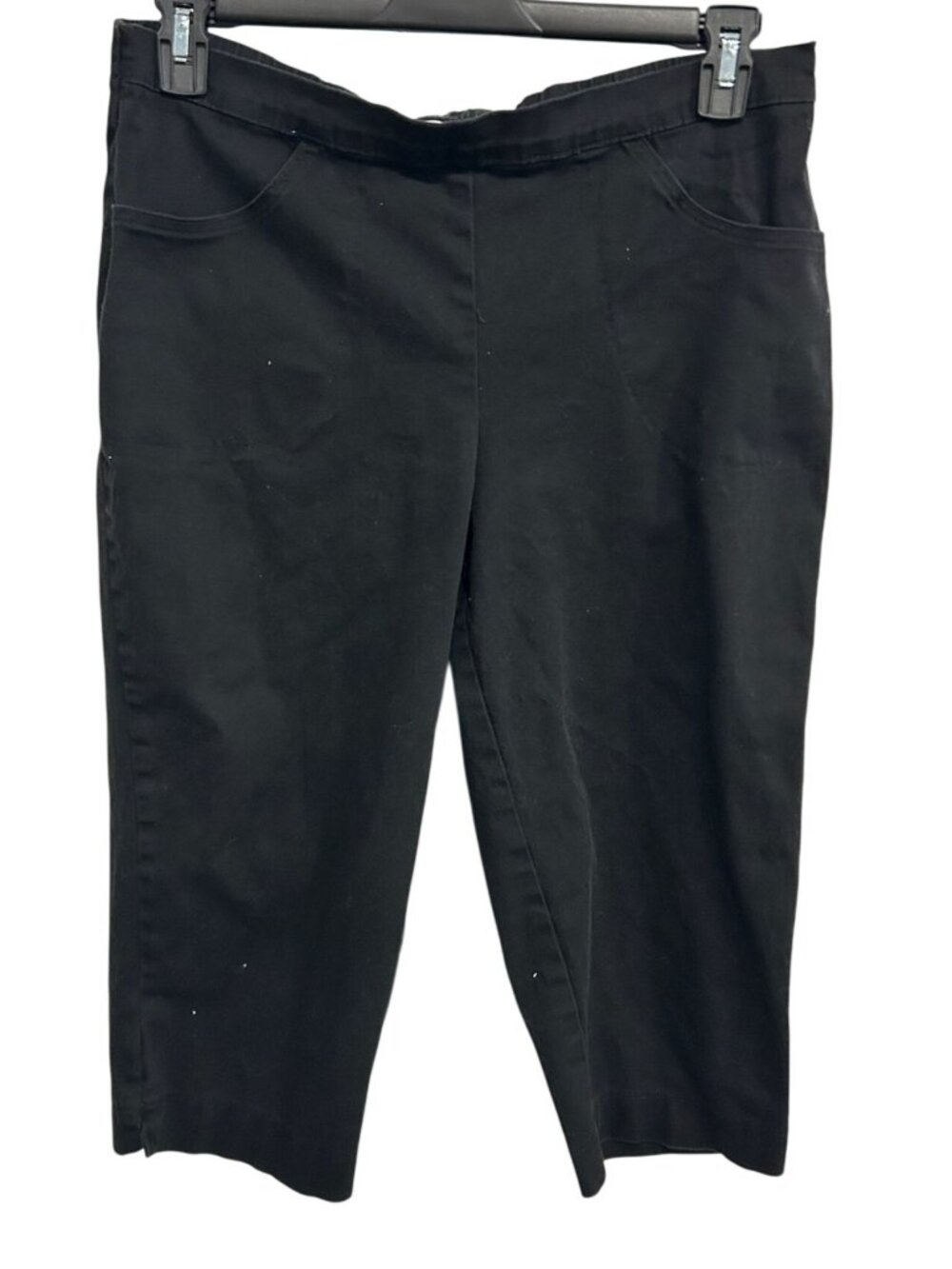 Real Size Large Black Stretch Cotton Blend Elastic Waist Capri Pants Cozycore